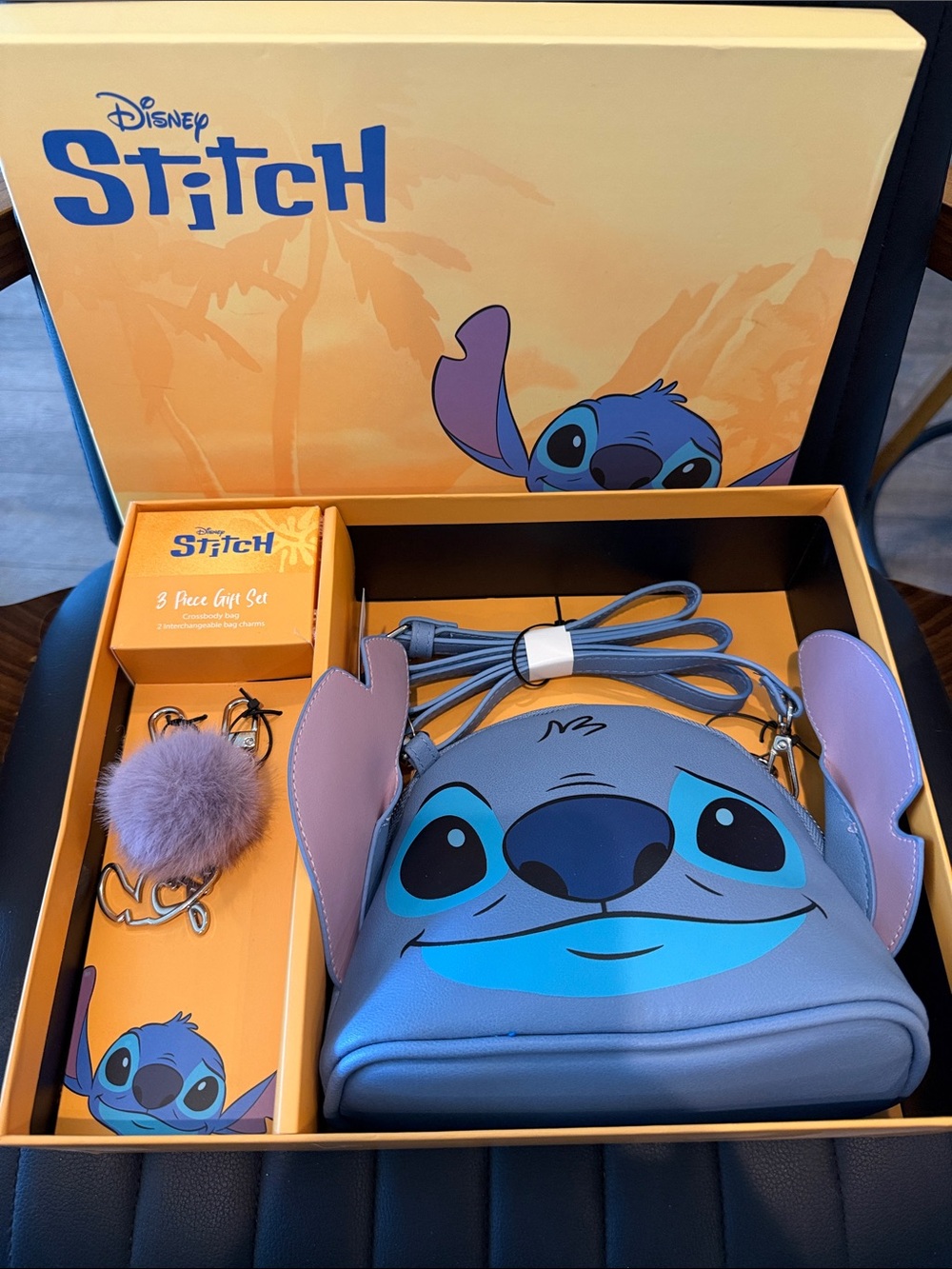 Disney Stitch Face Crossbody Bag in Blue and Lavender